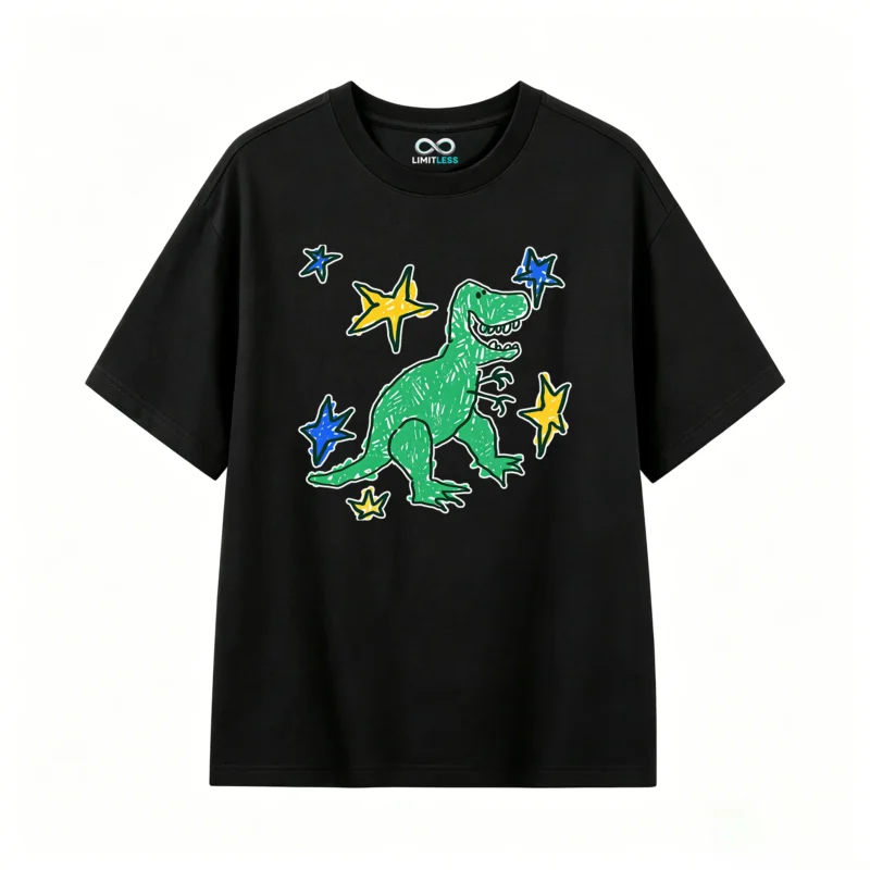 主图_1 Remera Algodón Estampado Dinosaurio Artístico Casual Premium