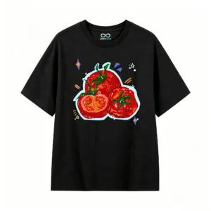 主图_1 Remera Algodón Estampado Tomates Diseño Gourmet Oversize