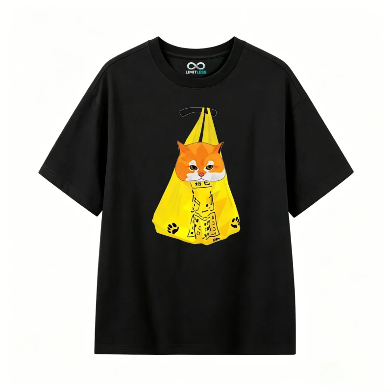 Remera Algodón Estampado Gato Kawaii Diseño Urbano Premium