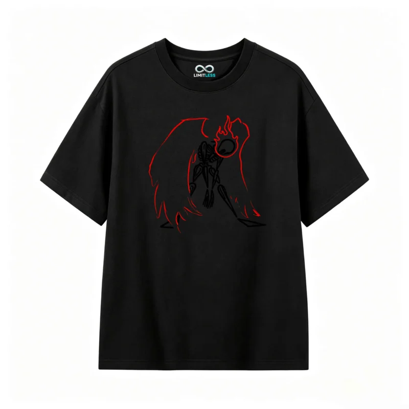 主图_1 Remera Algodón Estampado Alas Fuego Estilo Urbano Oversize