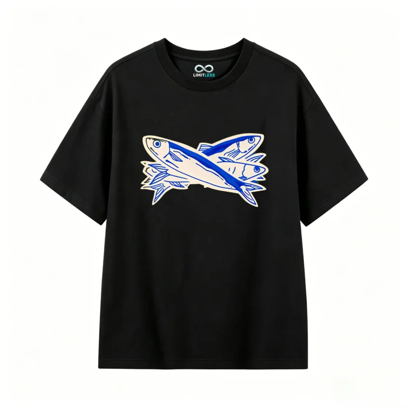 Remera Algodón Estampado Peces Diseño Marino Moda Casual
