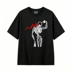 主图_1 Remera Algodón Estampado Esqueleto Rosa Diseño Urbano Full