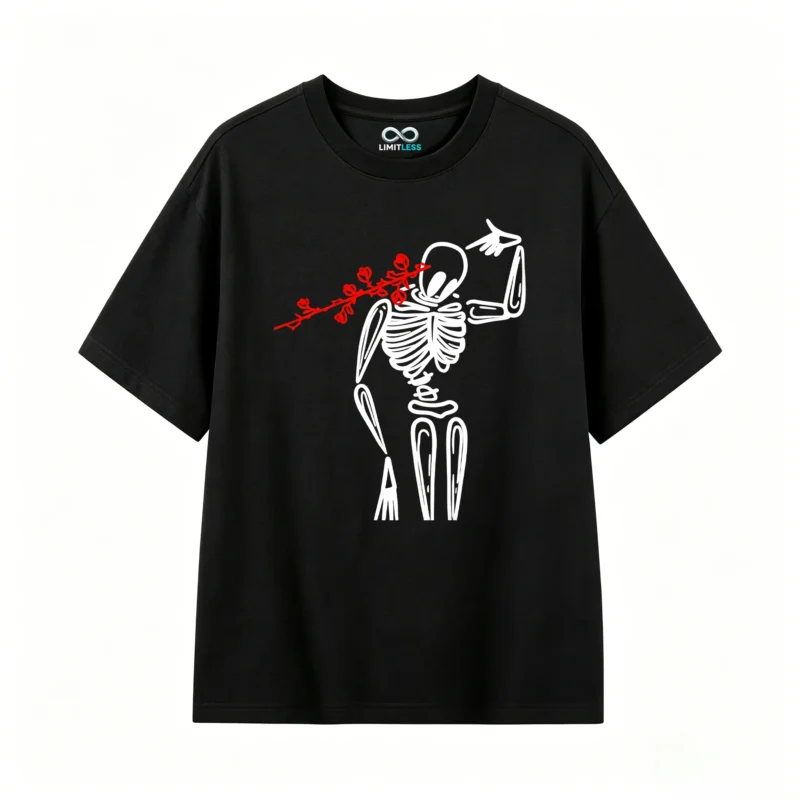 Remera Algodón Estampado Esqueleto Rosa Diseño Urbano Full