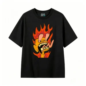 主图_1 Remera Algodón Estampado Fuego Cartoon Diseño Urbano Premium