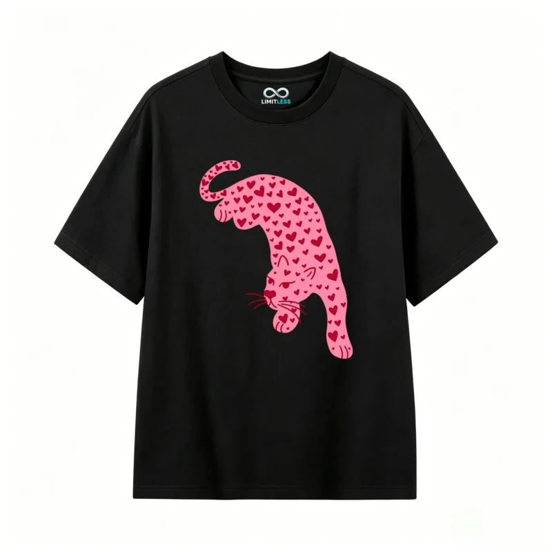 主图_1 Remera Algodón Estampado Leopardo Corazones Casual Premium