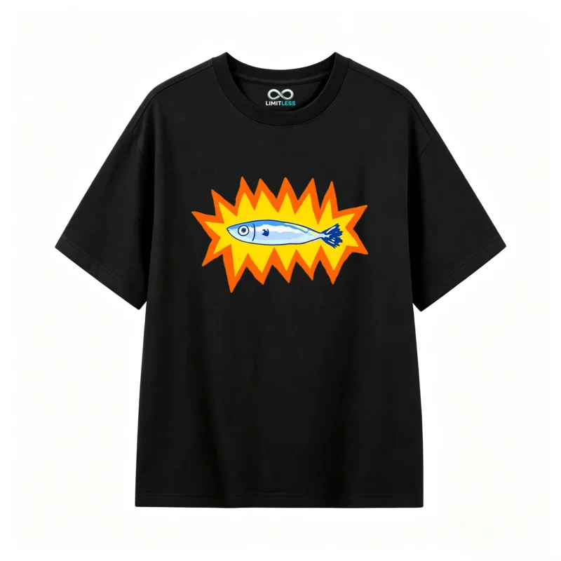 主图_1 Remera Algodón Estampado Pez Pop Art Diseño Urbano Premium