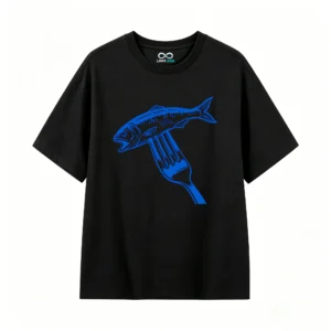 主图_1 Remera Algodón Estampado Pescado Tenedor Diseño Premium