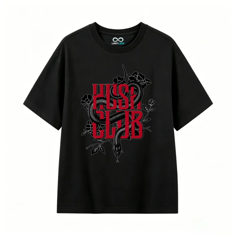 Remera Algodón Oversize Hush Club Estampado Serpiente Urban
