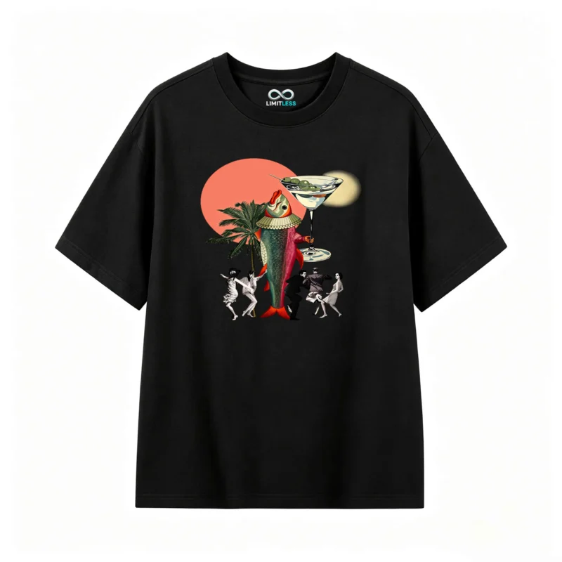 Remera Algodón Estampado Surrealista Martini Arte Premium