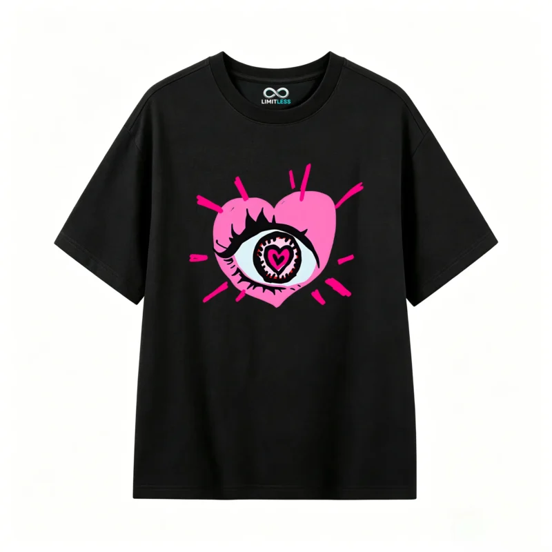 主图_1 Remera Algodón Estampado Corazón Ojo Artístico Urbano Moda