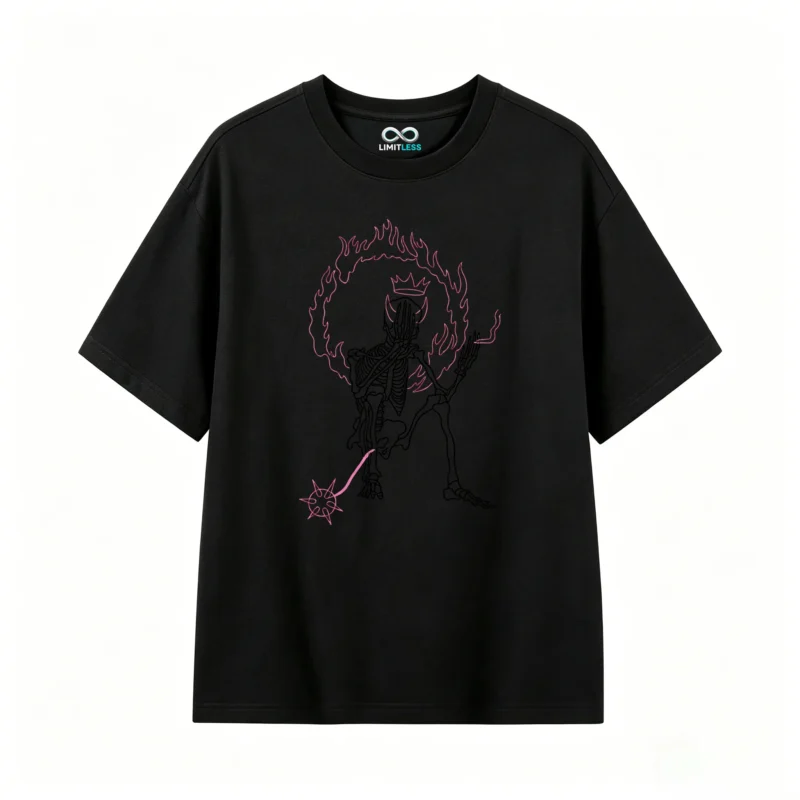 Remera Algodón Estampado Fuego Corona Diseño Urbano Oversize