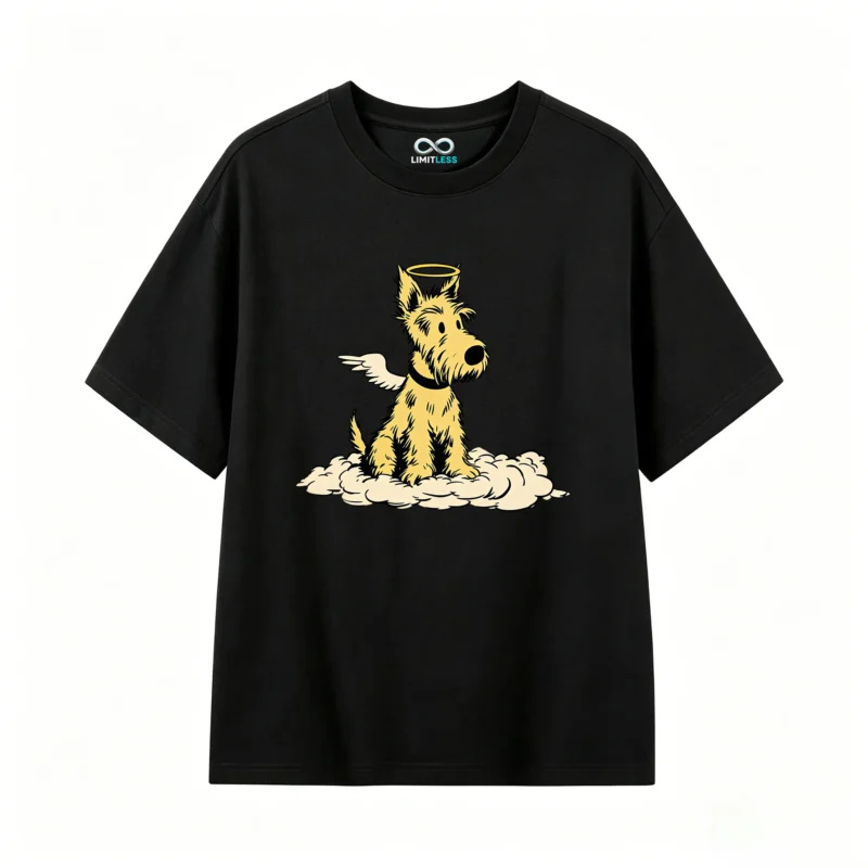 Remera Algodón Estampado Perro Angelito Diseño Vintage Premium