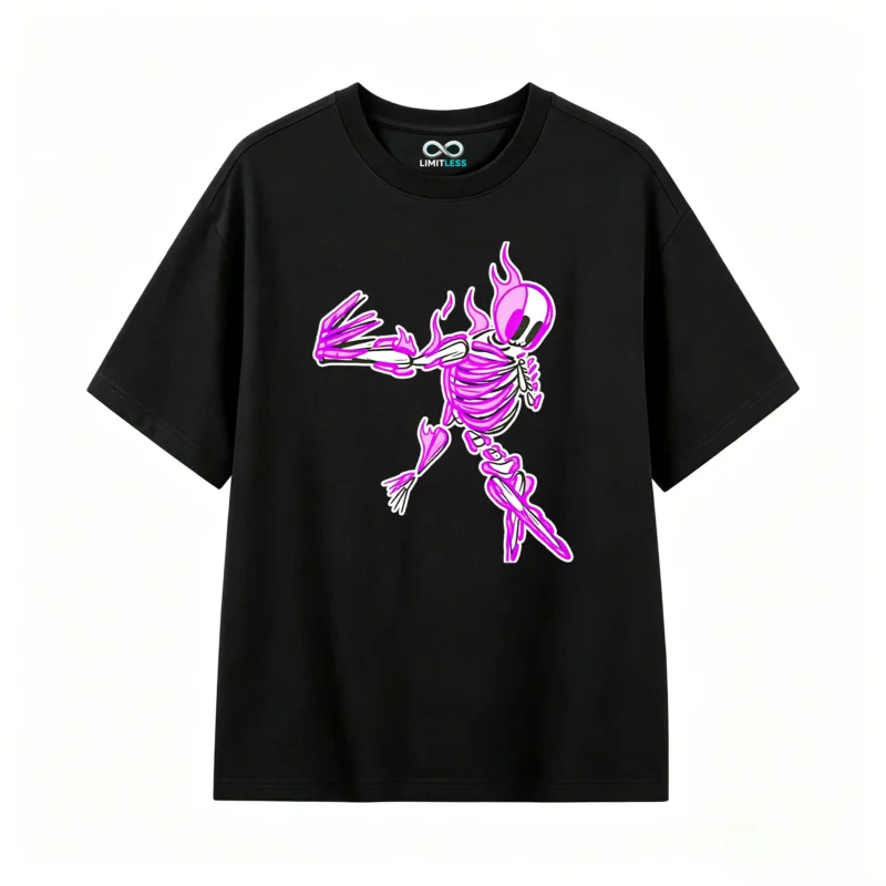 主图_1 Remera Algodón Estampado Esqueleto Neon Flame Urbano Premium