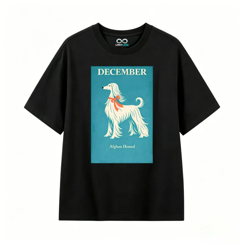 Remera Algodón Estampado Perro Afghan Hound Diseño Vintage