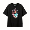 Remera Algodón Estampado Corazón Fuego Diseño Urbano Premium