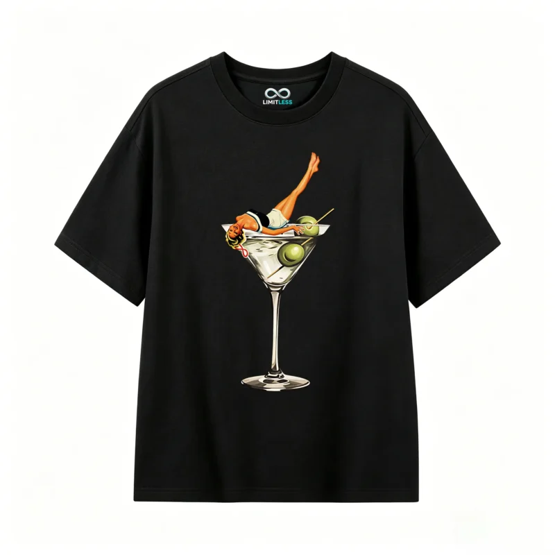 Remera Algodón Estampado Retro Martini Diseño Vintage Premium
