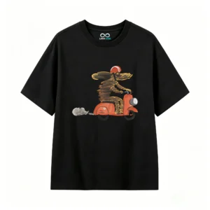 Remera Algodón Estampado Perro Moto Diseño Vintage Trendy