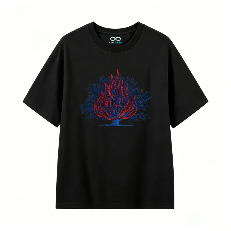 Remera Algodón Estampado Árbol Fuego Abstracto Casual Premium