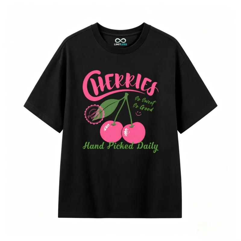 Remera Algodón Estampada Cherries Diseño Trendy Premium