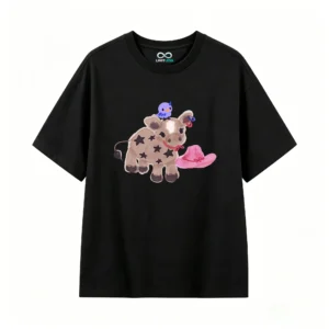 Remera Algodón Estampado Vaquera Vaca Estrellas Kawaii