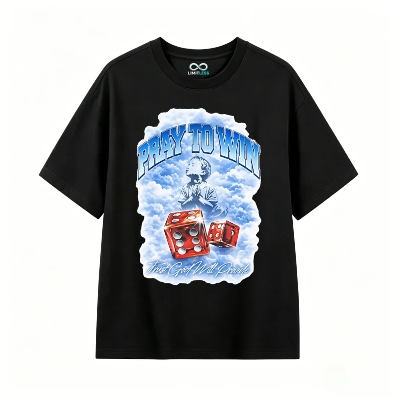 Remera Algodón Pray To Win Estampado Urbano Oversize Premium