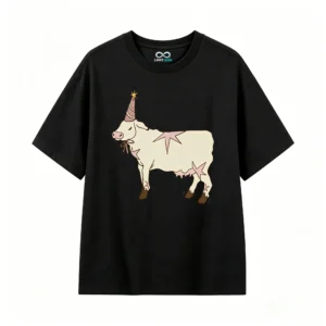 Remera Algodón Estampado Vaca Festiva Estilo Kawaii Premium