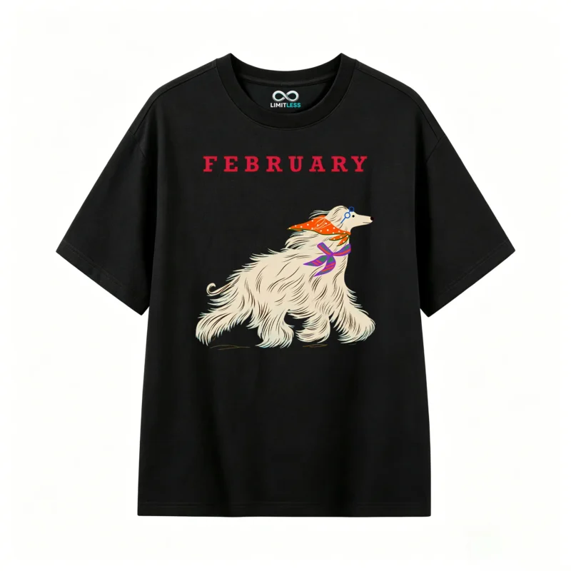 Remera Algodón Estampa Perro Afghan Hound Diseño Vintage