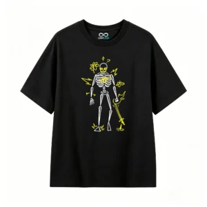 主图_1 Remera Algodón Estampado Esqueleto Neon Diseño Urbano Oversize