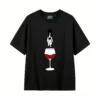 Remera Algodón Estampada Copa Vino Minimalista Casual Moda
