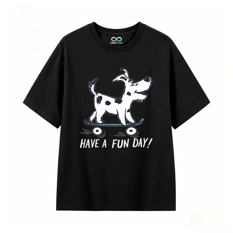 Remera Algodón Estampada Perro Skater Diseño Urbano Casual