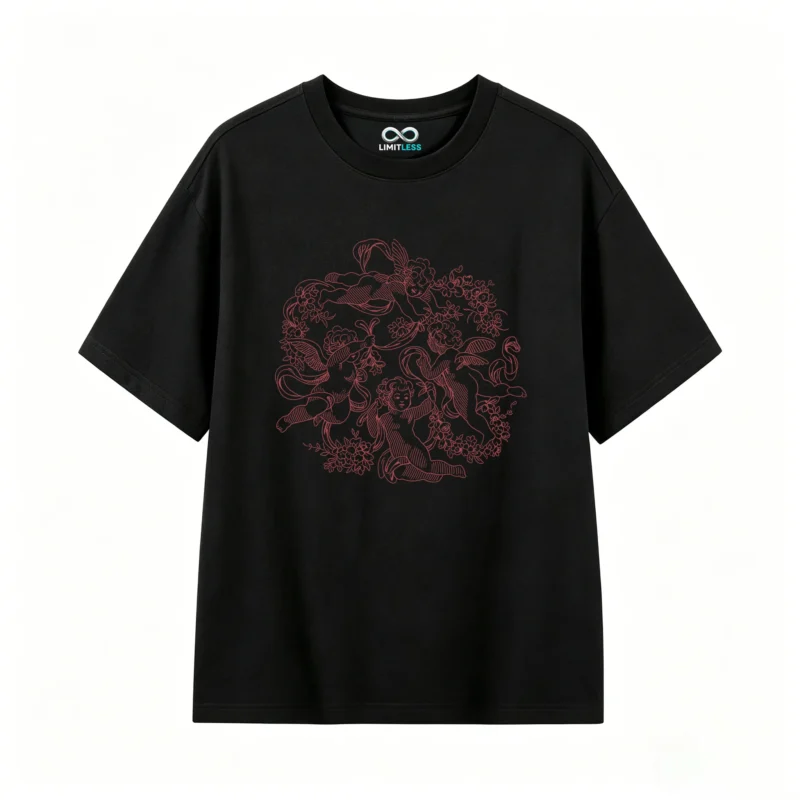 Remera Algodón Estampado Cupido Flores Diseño Vintage Premium