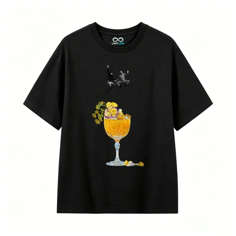 Remera Algodón Estampado Cóctel Flores Diseño Artístico Cool
