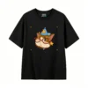 主图_1 Remera Algodón Estampado Gato Mago Lentes Kawaii Oversize