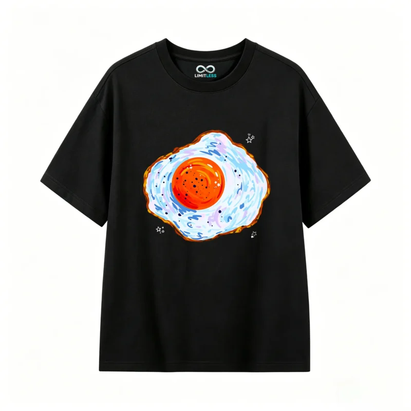 主图_1 Remera Algodón Estampado Huevo Frito Diseño Artístico Casual