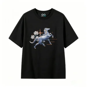 Remera Algodón Estampado Caballo Flores Diseño Místico Premium