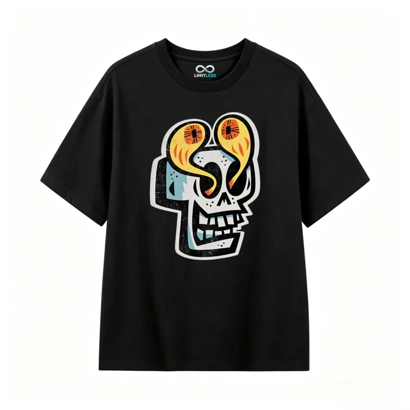 主图_1 Remera Algodón Estampado Calavera Ojos Diseño Urbano Premium