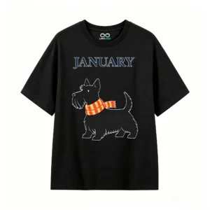 主图_1 Remera Algodón Estampada Scottish Terrier Invierno Casual
