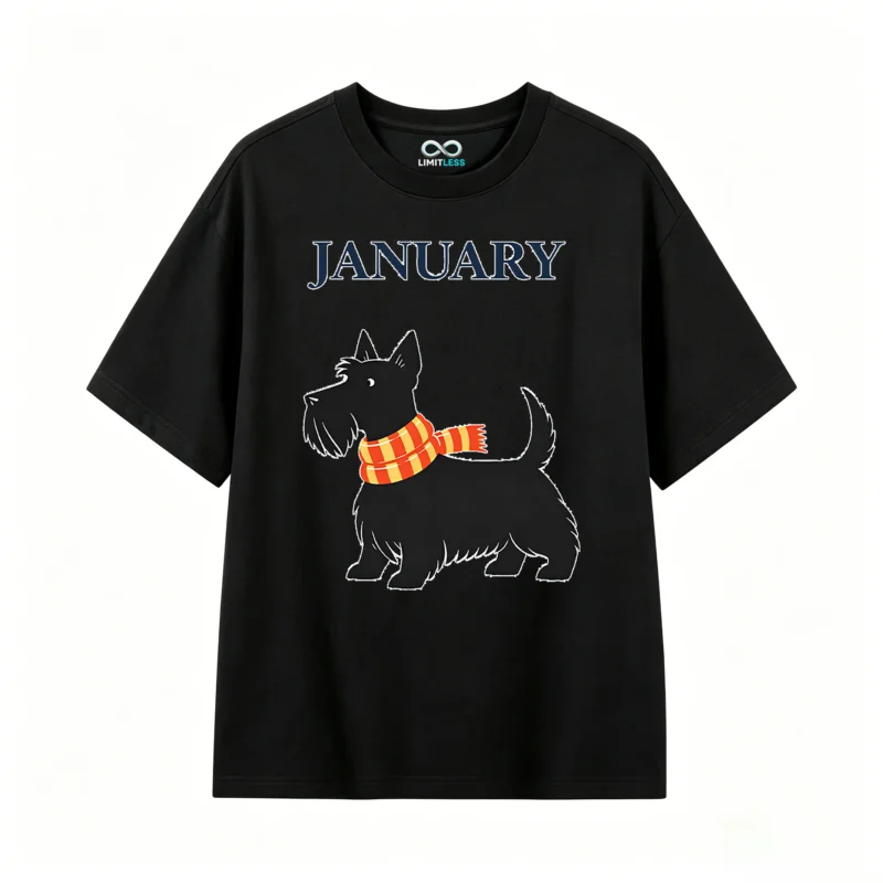 Remera Algodón Estampada Scottish Terrier Invierno Casual