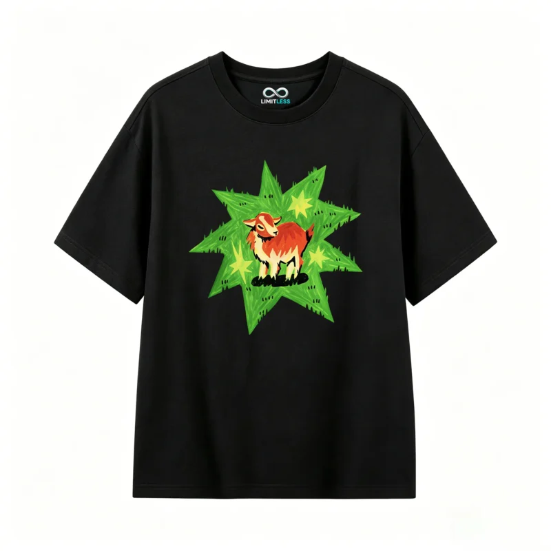 主图_1 Remera Algodón Estampada Cabra Arte Abstracto Premium