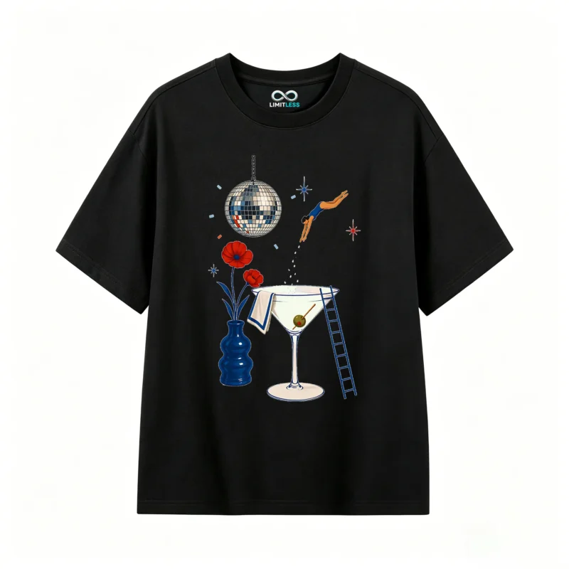 Remera Algodón Estampa Martini Disco Retro Vintage Premium