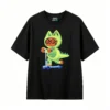 Remera Algodón Estampado Dino Scooter Diseño Kawaii Premium