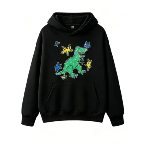主图_1 Buzo con Capucha Algodón Estampado Dinosaurio Artístico Casual Premium