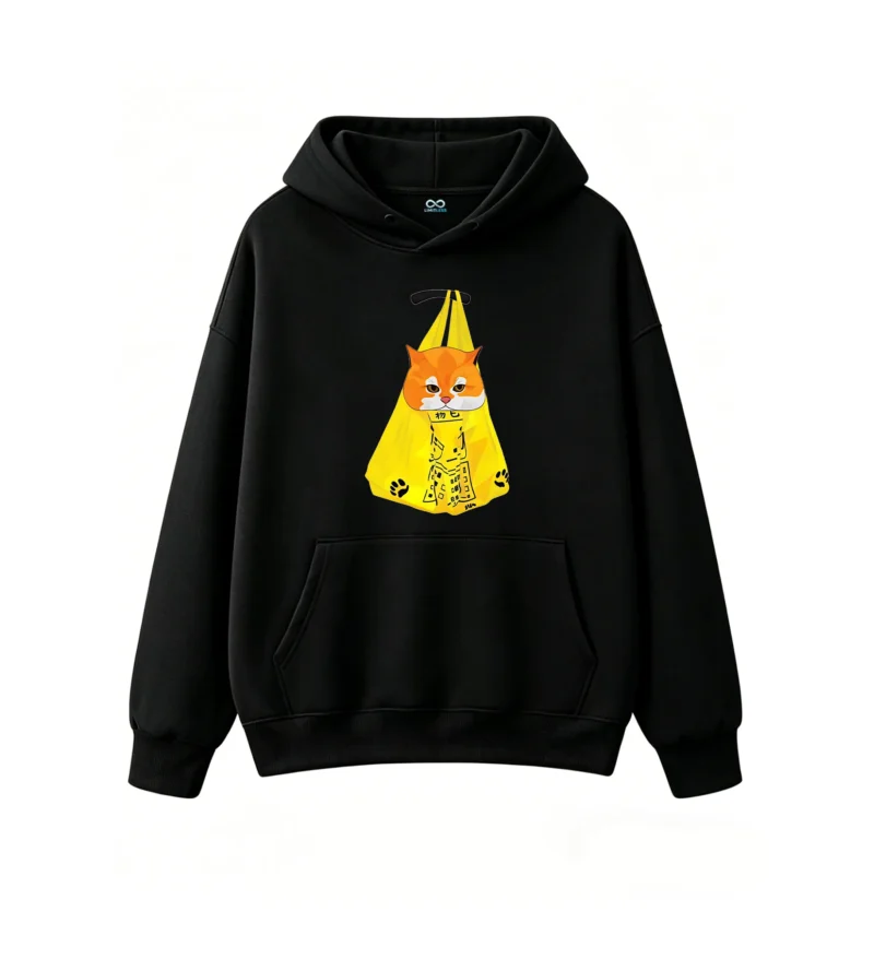 主图_1 Buzo con Capucha Algodón Estampado Gato Kawaii Diseño Urbano Premium