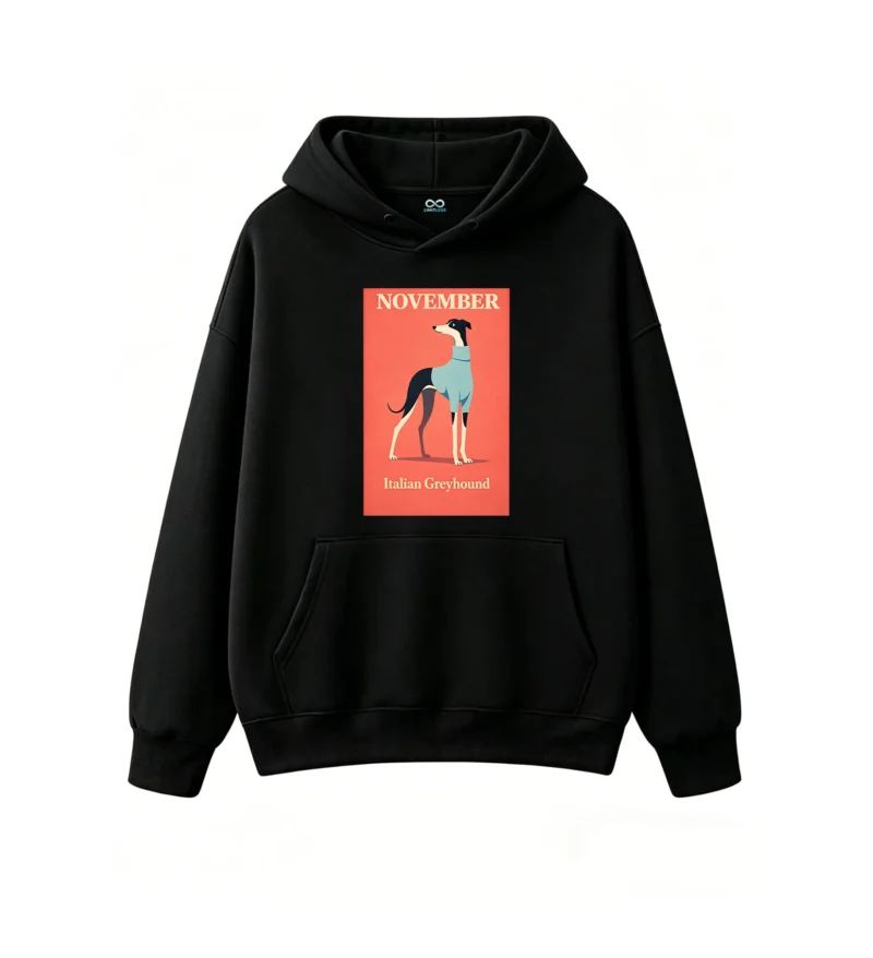 主图_1 Buzo con Capucha Algodón Estampado Galgo Italiano Diseño Exclusivo