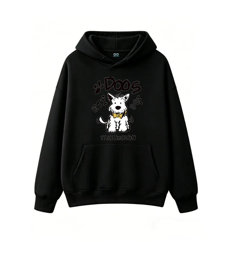 Buzo con Capucha Algodón Estampado Perro Lazo Diseño Urbano Premium