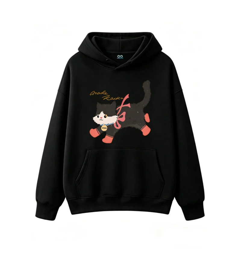 主图_1 Buzo con Capucha Algodón Estampado Gato Miwa Diseño Kawaii Casual