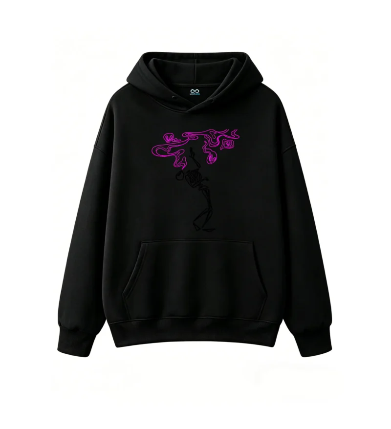 主图_1 Buzo con Capucha Algodón Estampado Neón Diseño Abstracto Urbana Moda