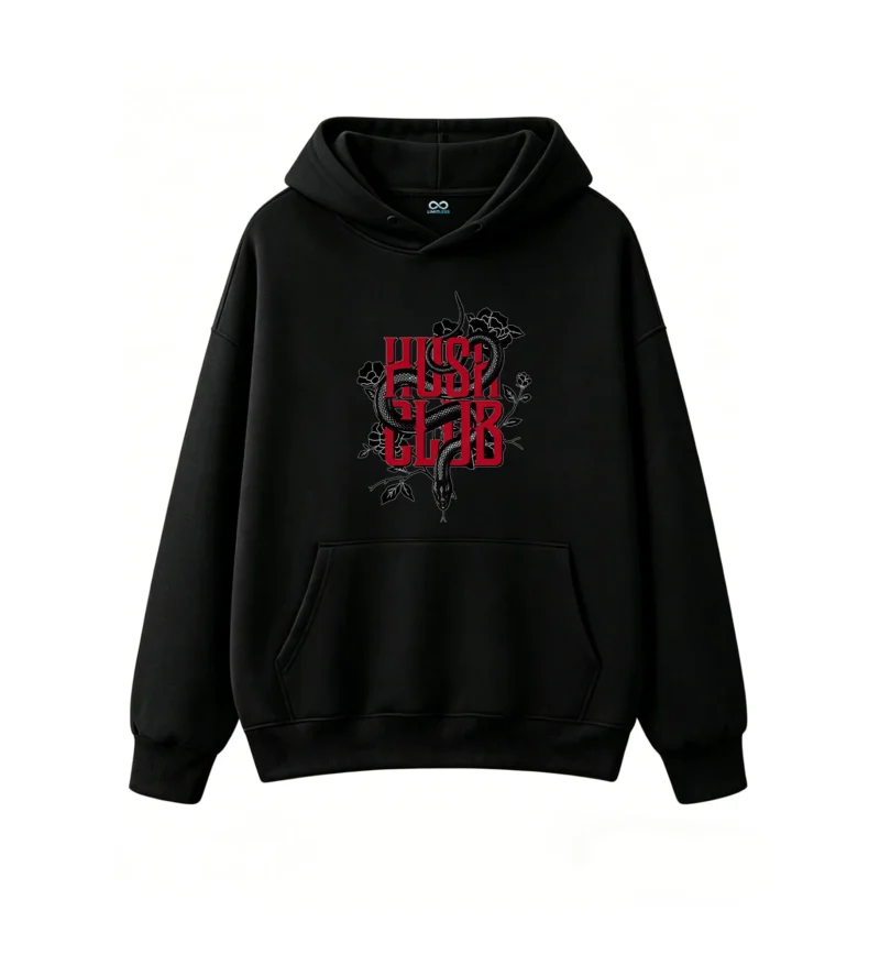 主图_1 Buzo con Capucha Algodón Oversize Hush Club Estampado Serpiente Urban