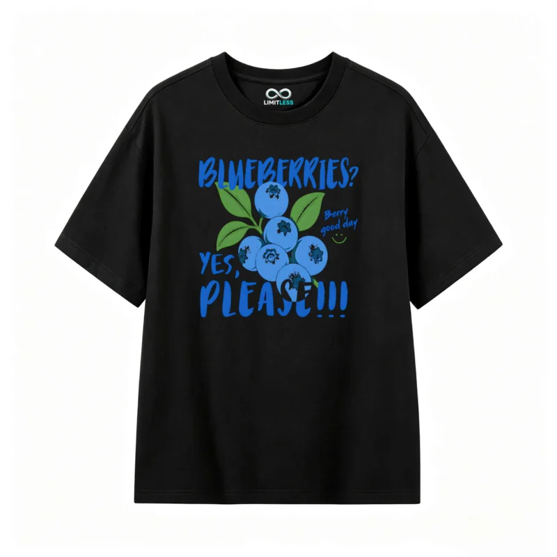 Remera Algodón Estampada Arándanos Diseño Premium Casual