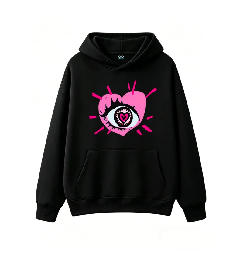 主图_1 Buzo con Capucha Algodón Estampado Corazón Ojo Artístico Urbano Moda